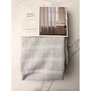Threshold Gray Striped Shower Curtain 72x72 Cotton Standard Top New